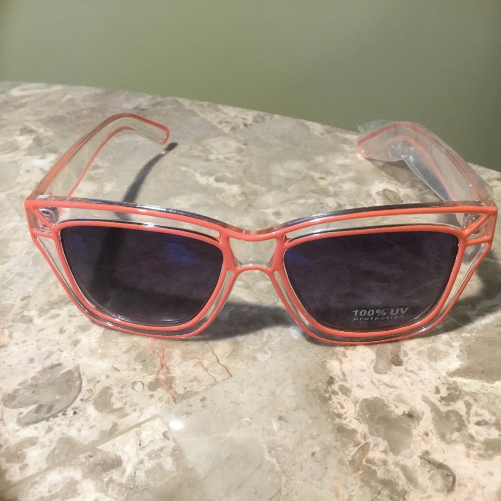 Nicki Minaj  Sunglasses Clear Orange Trim (100% UV)